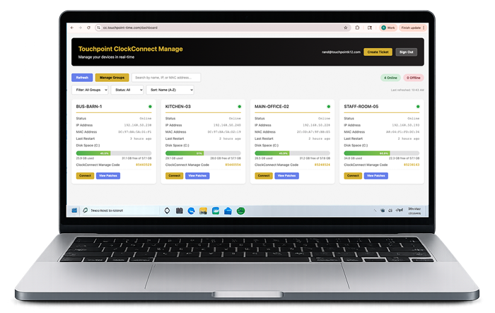 Connect Clock ClockConnect | Remote SmartClock Access by Touchpoint